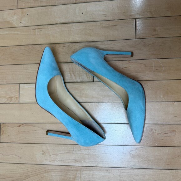 Ivanka Trump Robin's Egg Blue Suede Heels Shoes Pumps Size 9.5 - Picture 2 of 12